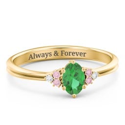 Solitaire Oval with Triple Accents Ring