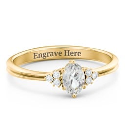Solitaire Oval with Triple Accents Ring