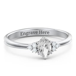 Solitaire Oval with Triple Accents Ring