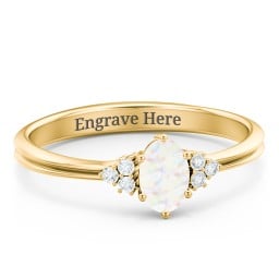 Solitaire Oval with Triple Accents Ring