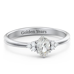 Solitaire Oval with Triple Accents Ring