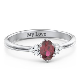 Solitaire Oval with Triple Accents Ring