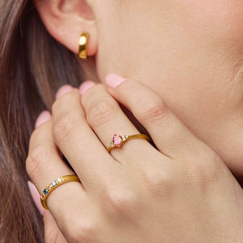 Solitaire Oval with Triple Accents Ring