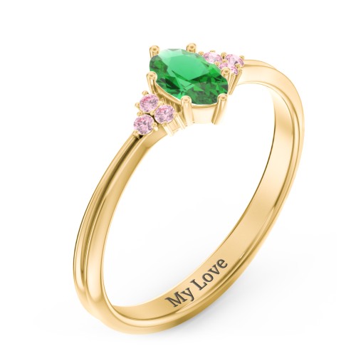 Solitaire Oval with Triple Accents Ring
