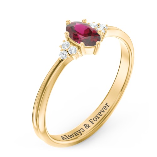Solitaire Oval with Triple Accents Ring