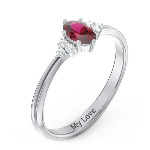 Solitaire Oval with Triple Accents Ring