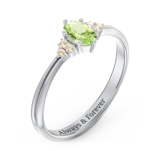 Solitaire Oval with Triple Accents Ring