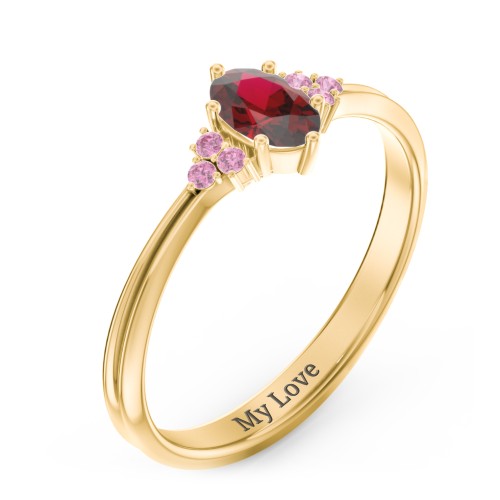 Solitaire Oval with Triple Accents Ring