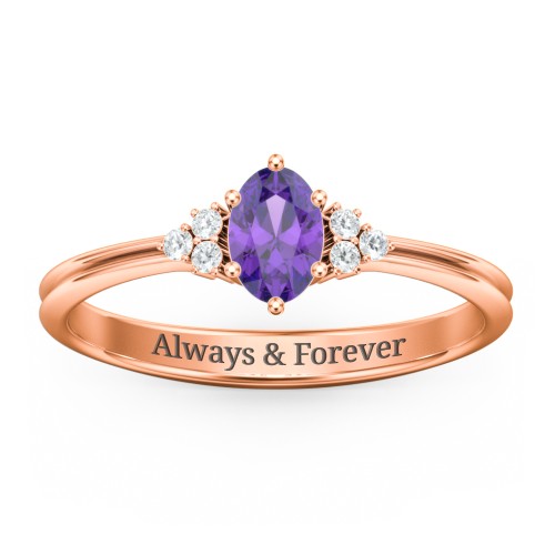 Solitaire Oval with Triple Accents Ring