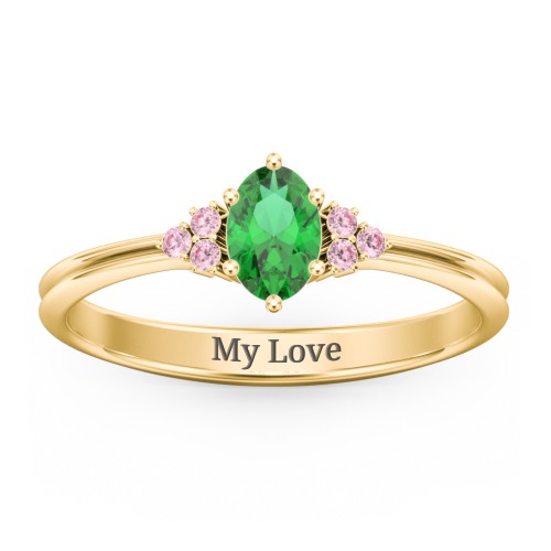 Solitaire Oval with Triple Accents Ring