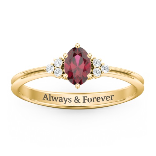 Solitaire Oval with Triple Accents Ring