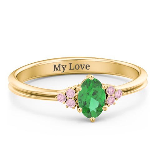 Solitaire Oval with Triple Accents Ring