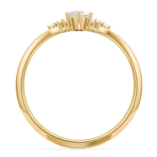 Solitaire Oval with Triple Accents Ring – 18K Gold Plated Silver with White Sapphire and White Premium Zirconia