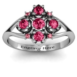 Round Stone "Beehive" Bloom Ring with Acccents