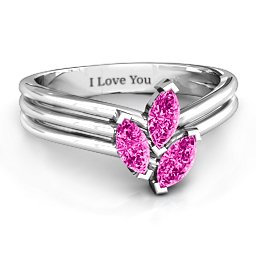 Triple Marquise Collage Ring in 925 Sterling Silver with Pink Tourmaline