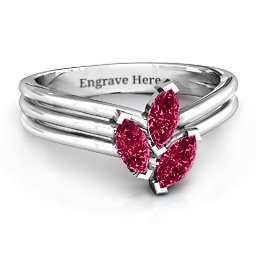 Triple Marquise Collage Ring in 925 Sterling Silver with Ruby