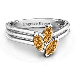 Triple Marquise Collage Ring in 925 Sterling Silver with Citrine