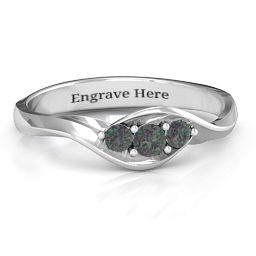 Triple Stone Swirl Ring in 925 Sterling Silver with Alexandrite