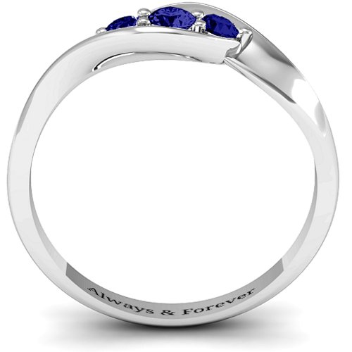 Triple Stone Swirl Ring – Sterling Silver with Blue Sapphire
