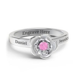 Flourish Rose Ring in 925 Sterling Silver with Pink Sapphire
