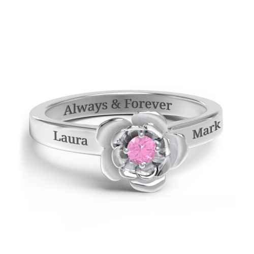 Flourish Rose Ring – Sterling Silver with Pink Sapphire