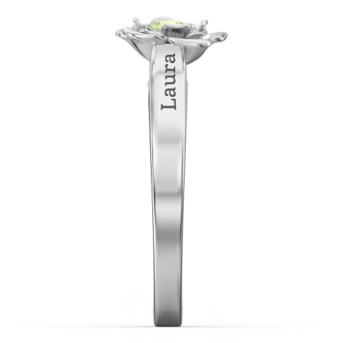 Flourish Rose Ring – Sterling Silver with Peridot