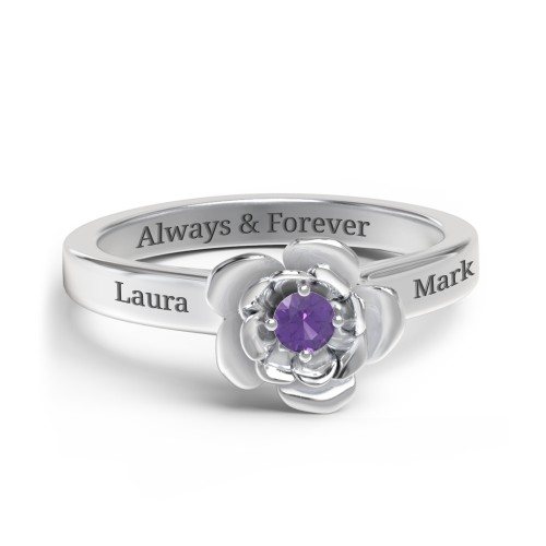 Flourish Rose Ring – Sterling Silver with Amethyst