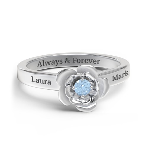 Flourish Rose Ring – Sterling Silver with Blue Topaz