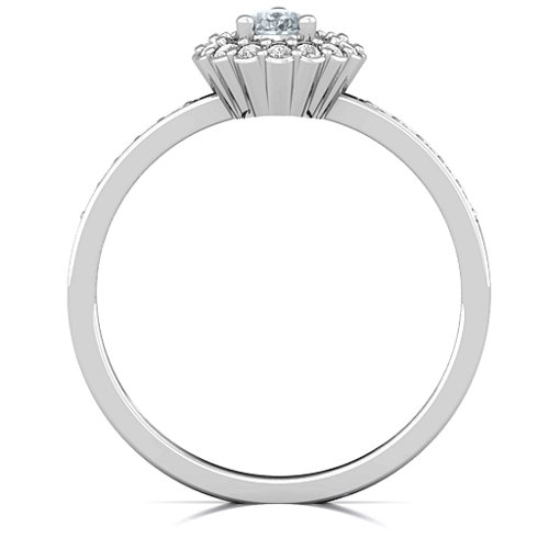 Pear Shaped Halo Ring – Sterling Silver with Cubic Zirconia and White Premium Zirconia