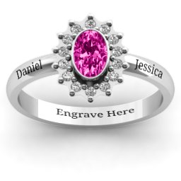 Starburst Ring in 925 Sterling Silver with Pink Tourmaline and White Premium Zirconia