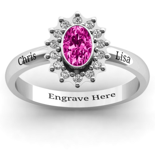 Starburst Ring – Sterling Silver with Pink Tourmaline and White Premium Zirconia