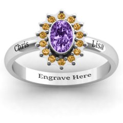Starburst Ring – Sterling Silver with Amethyst and Fancy Yellow Premium Zirconia