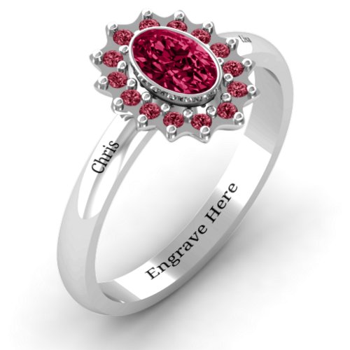 Starburst Ring – Sterling Silver with Ruby and Red Premium Zirconia