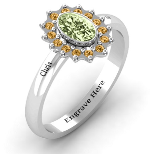 Starburst Ring – Sterling Silver with Peridot and Fancy Yellow Premium Zirconia