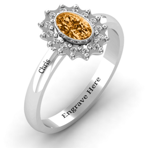 Starburst Ring – Sterling Silver with Citrine and White Premium Zirconia