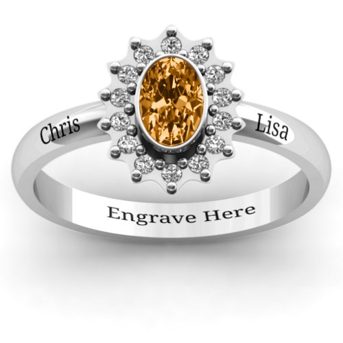 Starburst Ring – Sterling Silver with Citrine and White Premium Zirconia