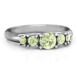 5-Stone Graduated Ring in 925 Sterling Silver with Peridot