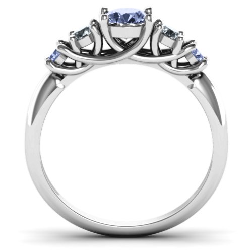 5-Stone Graduated Ring – Sterling Silver with Lavender Premium Zirconia and Cubic Zirconia