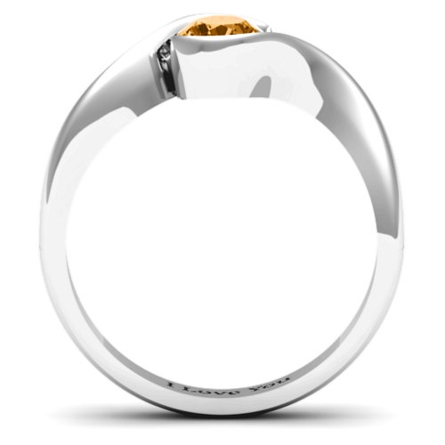 Fancy Solitaire Swirl Ring – Sterling Silver with Citrine