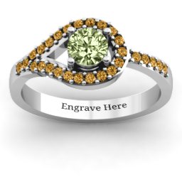 Asymmetrical Wrap Knot Ring in 925 Sterling Silver with Peridot and Fancy Yellow Premium Zirconia