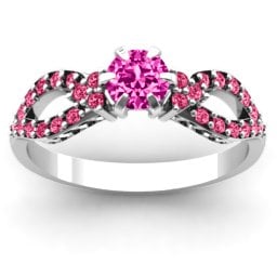 Fancy Split Shank Solitaire Accent Ring