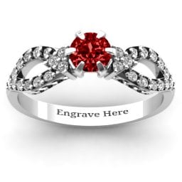 Fancy Split Shank Solitaire Accent Ring