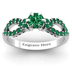 Fancy Split Shank Solitaire Accent Ring