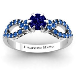 Fancy Split Shank Solitaire Accent Ring
