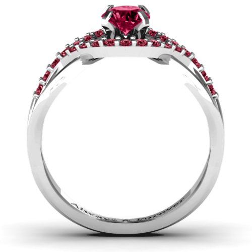 Fancy Woven Ring – Sterling Silver with Ruby and Red Premium Zirconia