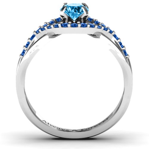 Fancy Woven Ring – Sterling Silver with Blue Topaz and Fancy Blue Premium Zirconia