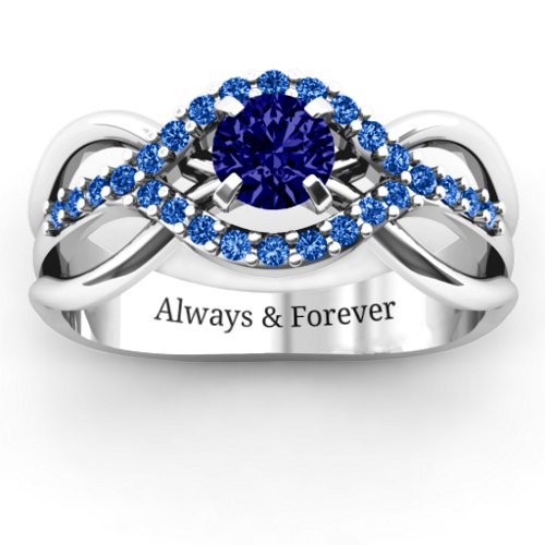Fancy Woven Ring – Sterling Silver with Blue Sapphire and Fancy Blue Premium Zirconia