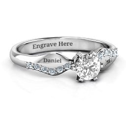 Dimpled Solitaire with Accents Ring