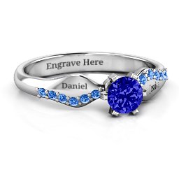 Dimpled Solitaire with Accents Ring