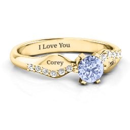 Dimpled Solitaire with Accents Ring